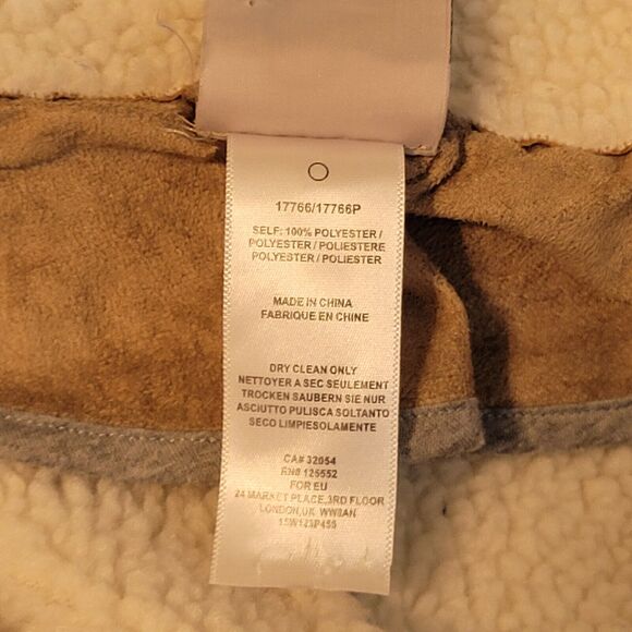 Anthropologie Dolan Vest Size Small 3/4 Length Faux Suede Sherpa Lined - Picture 6 of 9